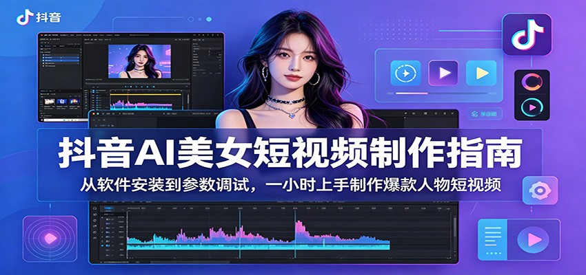 抖音AI美女短视频制作指南：从软件安装到参数调试，一小时上手制作爆款人物短视频网创吧-网创项目资源站-副业项目-创业项目-搞钱项目网创吧