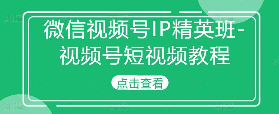 微信视频号IP精英班-视频号短视频教程网创吧-网创项目资源站-副业项目-创业项目-搞钱项目网创吧