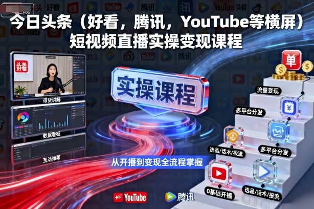 今日头条(好看,腾讯,YouTube等横屏)短视频直播实操变现课程网创吧-网创项目资源站-副业项目-创业项目-搞钱项目网创吧