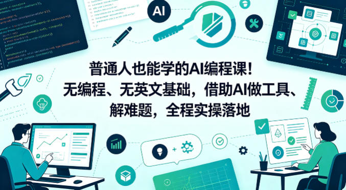 普通人也能学的AI编程课!无编程、无英文基础,借助AI做工具、解难题,全程实操落地网创吧-网创项目资源站-副业项目-创业项目-搞钱项目网创吧