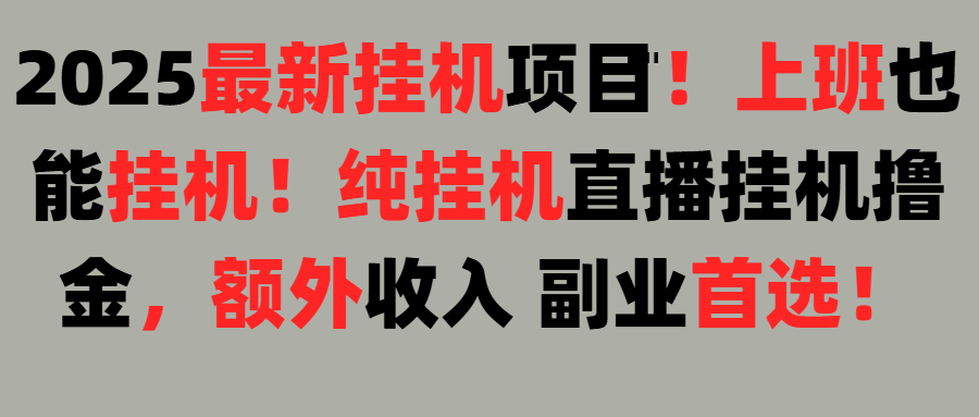2025上班也能挂机!24小时!纯挂机直播挂机撸金!网创吧-网创项目资源站-副业项目-创业项目-搞钱项目网创吧