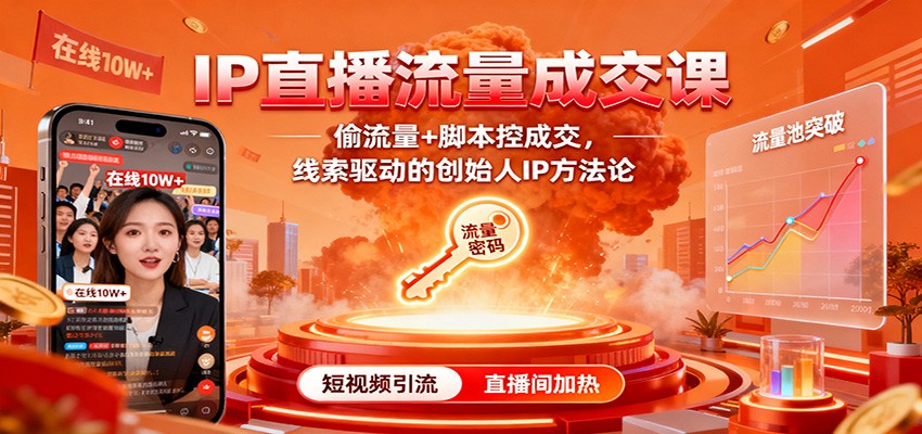 IP直播流量成交课：偷流量+脚本控成交，线索驱动的创始人IP方法论网创吧-网创项目资源站-副业项目-创业项目-搞钱项目网创吧