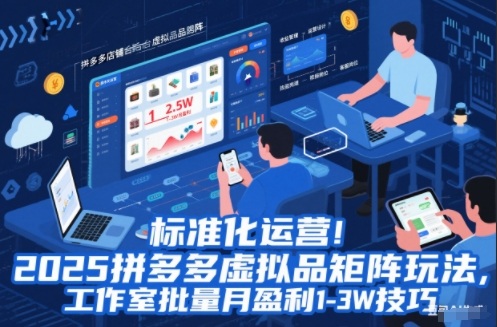 标准化运营!2025拼多多虚拟品矩阵玩法,工作室批量月盈利1-3W技巧【揭秘】网创吧-网创项目资源站-副业项目-创业项目-搞钱项目网创吧
