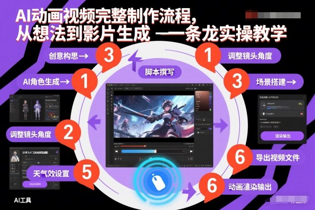 AI动画视频完整制作流程,从想法到影片生成一条龙实操教学网创吧-网创项目资源站-副业项目-创业项目-搞钱项目网创吧