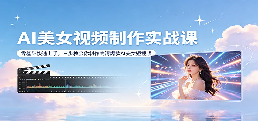 AI美女视频制作实战课:零基础快速上手,三步教会你制作高清爆款AI美女短视频网创吧-网创项目资源站-副业项目-创业项目-搞钱项目网创吧