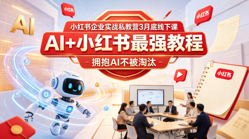 小红书企业实战私教营3月底线下课，AI+小红书最强教程，拥抱AI不被淘汰网创吧-网创项目资源站-副业项目-创业项目-搞钱项目网创吧
