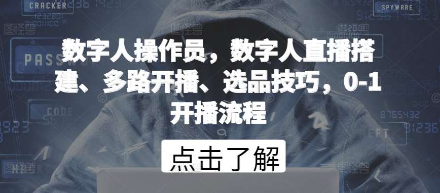 数字人操作员,数字人直播搭建、多路开播、选品技巧,0-1开播流程网创吧-网创项目资源站-副业项目-创业项目-搞钱项目网创吧