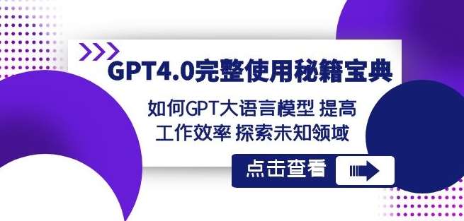 GPT4.0完整使用-秘籍宝典:如何GPT大语言模型提高工作效率探索未知领域网创吧-网创项目资源站-副业项目-创业项目-搞钱项目网创吧