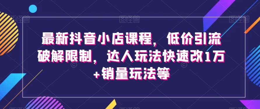 最新抖音小店课程,低价引流破解限制,达人玩法快速改1万+销量玩法等网创吧-网创项目资源站-副业项目-创业项目-搞钱项目网创吧