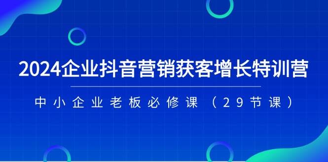 (11349期)2024企业抖音-营销获客增长特训营,中小企业老板必修课(29节课)网创吧-网创项目资源站-副业项目-创业项目-搞钱项目网创吧