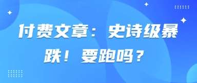 付费文章:史诗级暴跌!要跑吗?网创吧-网创项目资源站-副业项目-创业项目-搞钱项目网创吧