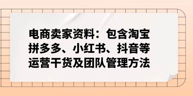 (14354期)电商卖家资料:包含淘宝、拼多多、小红书、抖音等运营干货及团队管理方法网创吧-网创项目资源站-副业项目-创业项目-搞钱项目网创吧