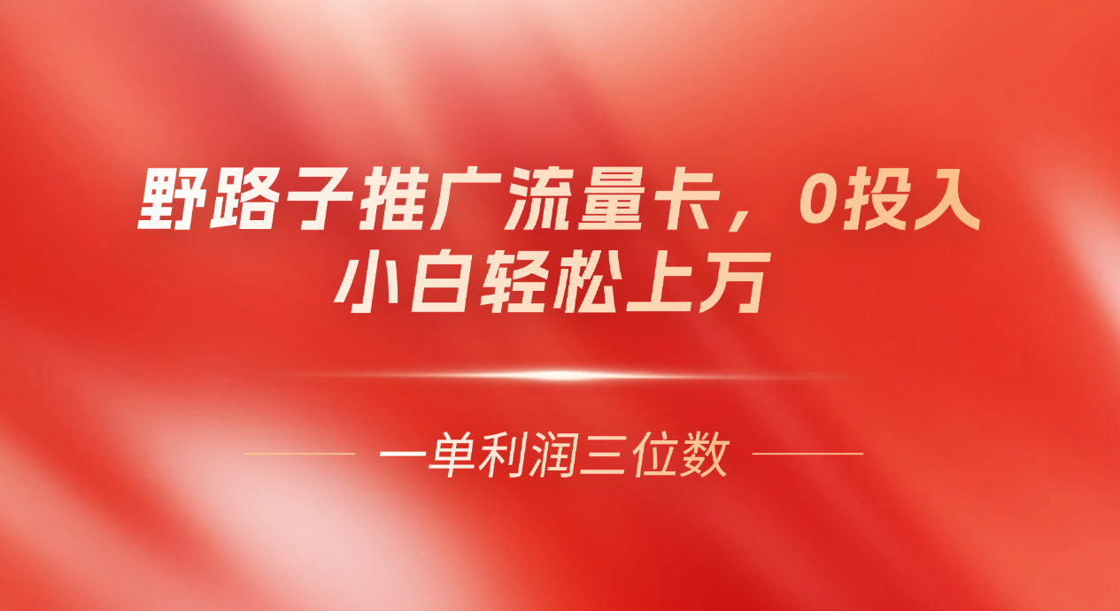图片[1]网创吧-网创项目资源站-副业项目-创业项目-搞钱项目野路子推广流量卡，一单利润上百，0投入，小白月利润上万网创吧-网创项目资源站-副业项目-创业项目-搞钱项目网创吧