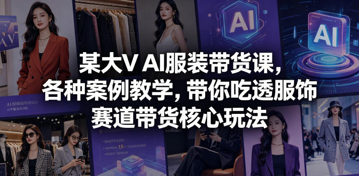 某大V AI服装带货课,各种案例教学,带你吃透服饰赛道带货核心玩法网创吧-网创项目资源站-副业项目-创业项目-搞钱项目网创吧