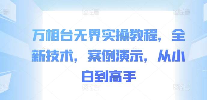 万相台无界实操教程,全新技术,案例演示,从小白到高手网创吧-网创项目资源站-副业项目-创业项目-搞钱项目网创吧