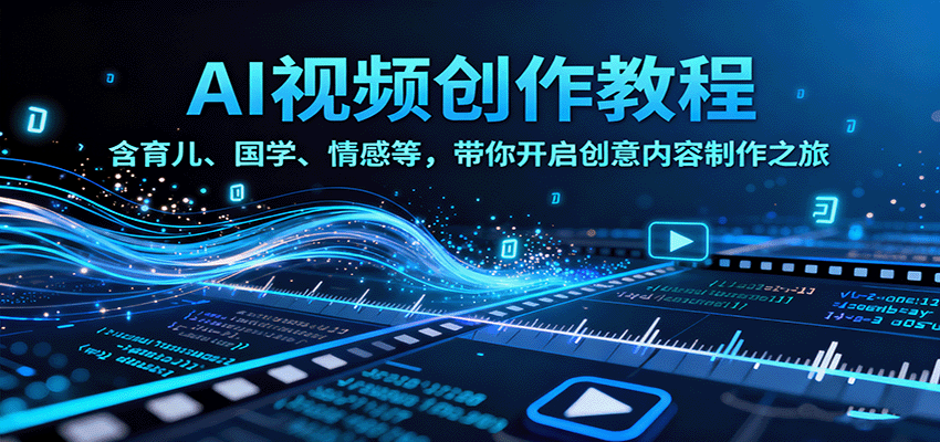 AI视频创富课，含育儿、国学、情感等，带你开启创意内容制作之旅网创吧-网创项目资源站-副业项目-创业项目-搞钱项目网创吧