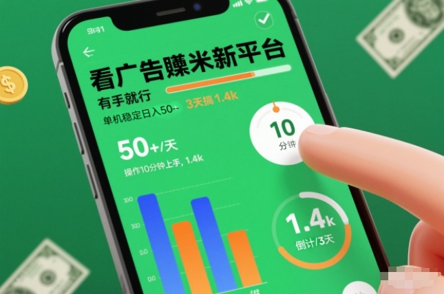 看广告賺米新平台,有手就行,单机稳定日入50+,操作10分钟上手,3天搞了1.4k【揭秘】网创吧-网创项目资源站-副业项目-创业项目-搞钱项目网创吧