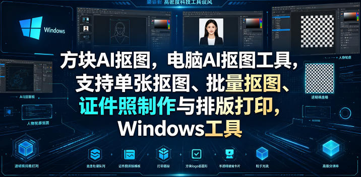 方块AI抠图,电脑AI抠图工具,支持单张抠图、批量抠图、证件照制作与排版打印,Windows工具网创吧-网创项目资源站-副业项目-创业项目-搞钱项目网创吧