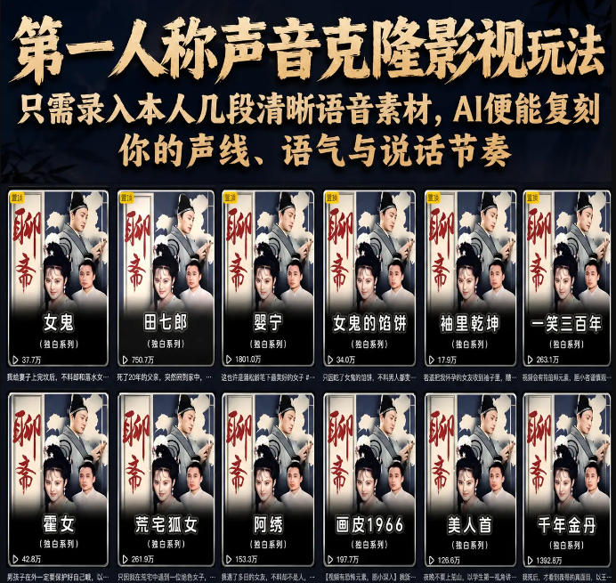 第一人称声音克隆影视玩法,只需录入本人几段清晰语音素材,AI便能复刻你的声线、语气与说话节奏网创吧-网创项目资源站-副业项目-创业项目-搞钱项目网创吧