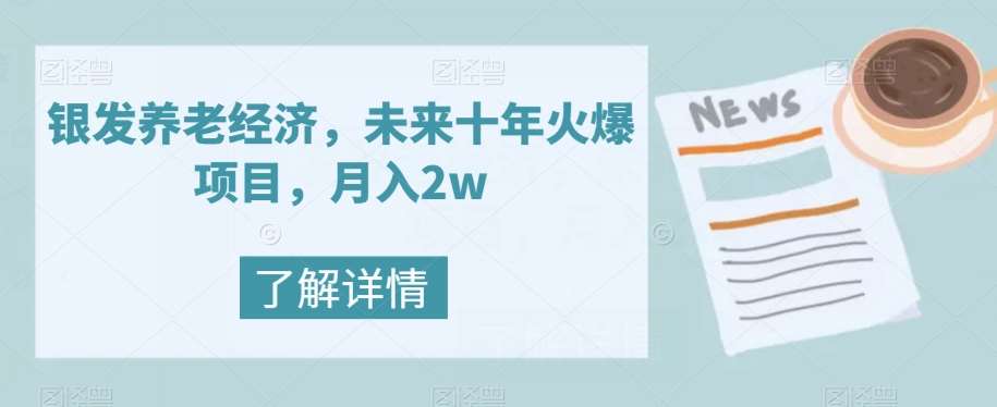 银发养老经济,未来十年火爆项目,月入2w【揭秘】网创吧-网创项目资源站-副业项目-创业项目-搞钱项目网创吧
