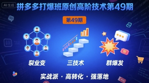 拼多多打爆班原创高阶技术第49期,拼多多裂变+阶梯+群爆网创吧-网创项目资源站-副业项目-创业项目-搞钱项目网创吧