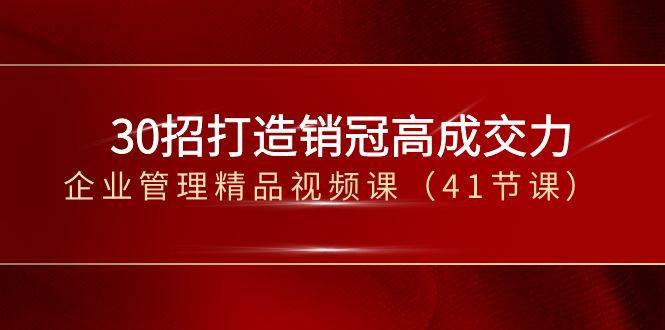 (8477期)30招-打造销冠高成交力-企业管理精品视频课(41节课)网创吧-网创项目资源站-副业项目-创业项目-搞钱项目网创吧