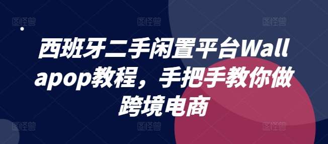 西班牙二手闲置平台Wallapop教程,手把手教你做跨境电商网创吧-网创项目资源站-副业项目-创业项目-搞钱项目网创吧