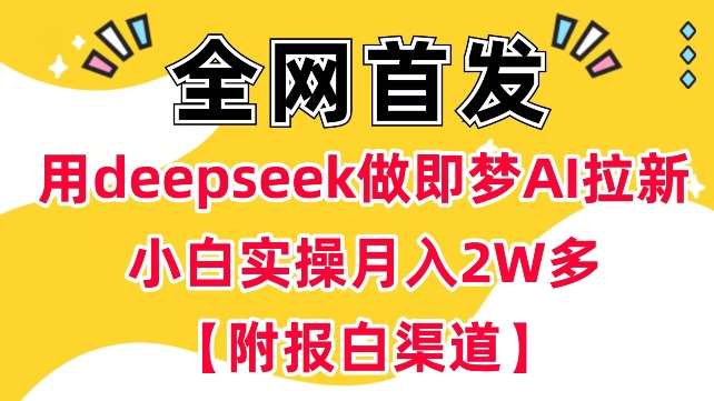 用deepseek做即梦Ai拉新 小白实操月入过W+【附报白渠道】网创吧-网创项目资源站-副业项目-创业项目-搞钱项目网创吧