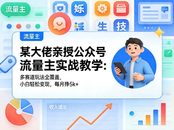 某大佬亲授公众号流量主实战教学:多赛道玩法全覆盖,小白轻松变现,每月多挣5k+网创吧-网创项目资源站-副业项目-创业项目-搞钱项目网创吧