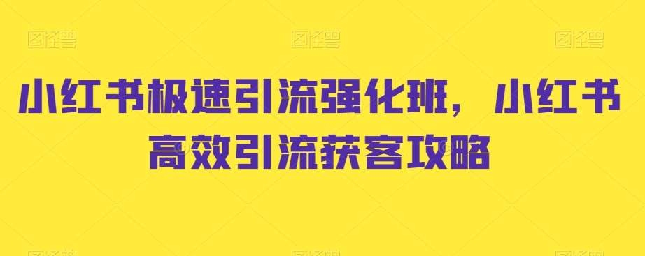 小红书极速引流强化班,小红书高效引流获客攻略网创吧-网创项目资源站-副业项目-创业项目-搞钱项目网创吧