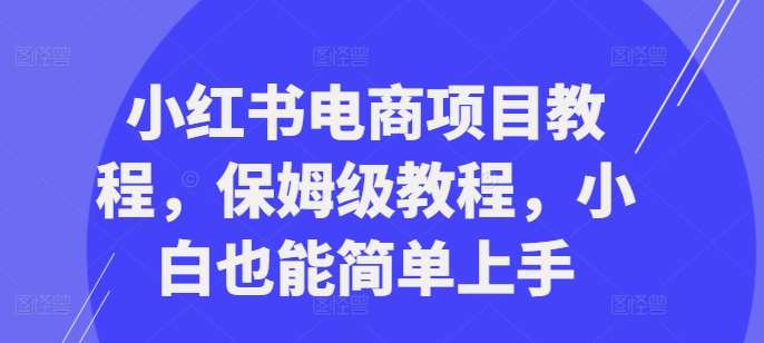 小红书电商项目教程,保姆级教程,小白也能简单上手网创吧-网创项目资源站-副业项目-创业项目-搞钱项目网创吧