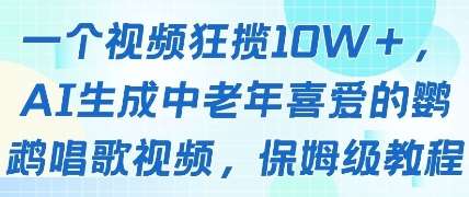 一个视频狂揽10W+点赞,AI生成中老年喜爱的鹦鹉唱歌视频,保姆级教程,轻松挣取创作者分成网创吧-网创项目资源站-副业项目-创业项目-搞钱项目网创吧