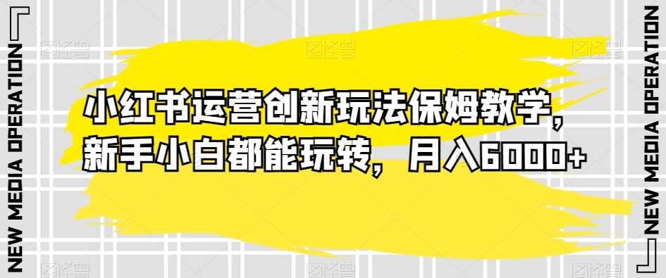 小红书运营创新玩法保姆教学,新手小白都能玩转,月入6000+【揭秘】网创吧-网创项目资源站-副业项目-创业项目-搞钱项目网创吧