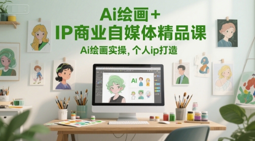 Ai绘画+IP商业自媒体精品课，Ai绘画实操，个人ip打造网创吧-网创项目资源站-副业项目-创业项目-搞钱项目网创吧