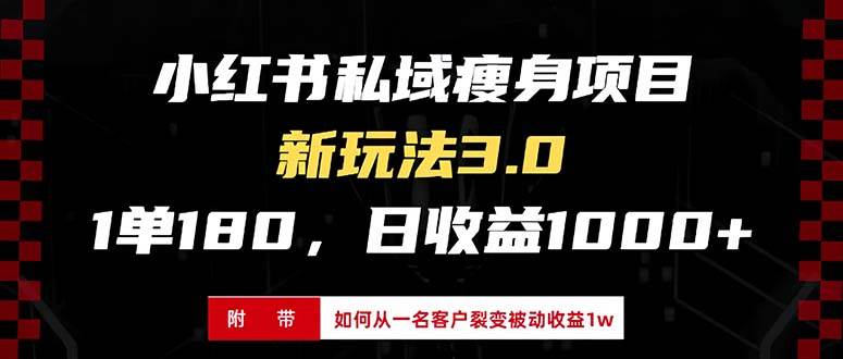 (13348期)小红书瘦身项目3.0模式,新手小白日赚收益1000+(附从一名客户裂变收益...网创吧-网创项目资源站-副业项目-创业项目-搞钱项目网创吧