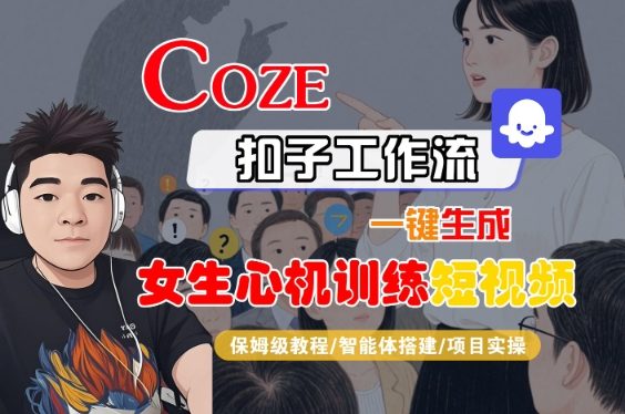 COZE扣子工作流一键生成女生心机训练短视频,保姆级教程-智能体搭建-项目实操网创吧-网创项目资源站-副业项目-创业项目-搞钱项目网创吧
