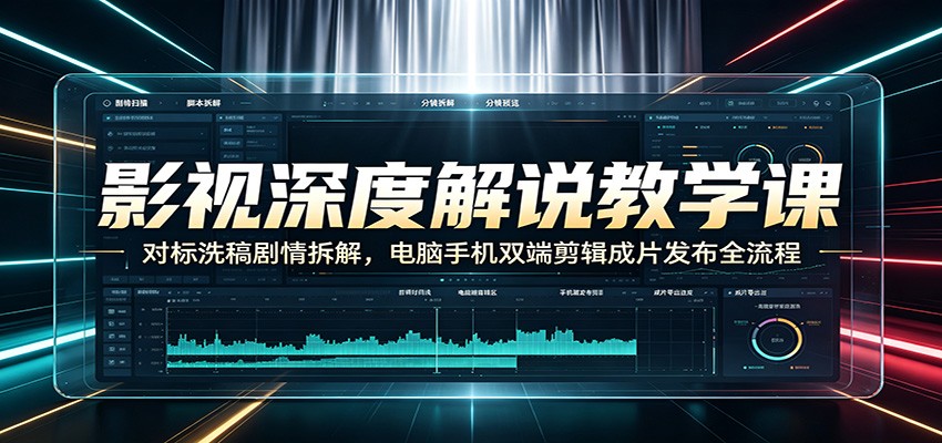 影视深度解说教学课：对标洗稿剧情拆解，电脑手机双端剪辑成片发布全流程网创吧-网创项目资源站-副业项目-创业项目-搞钱项目网创吧