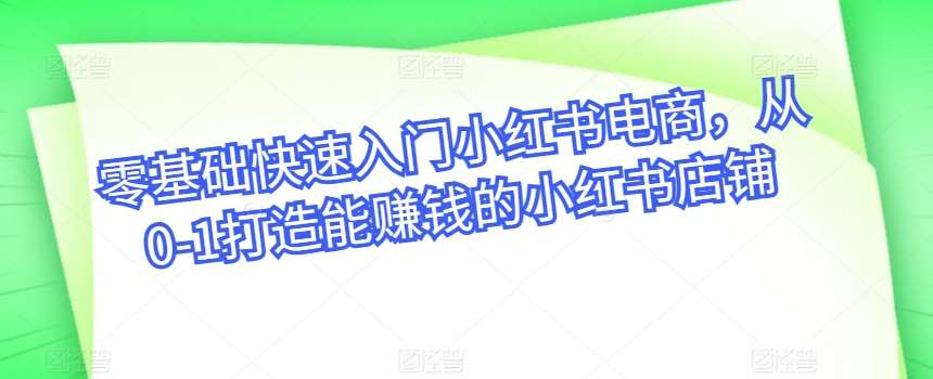 零基础快速入门小红书电商,从0-1打造能赚钱的小红书店铺网创吧-网创项目资源站-副业项目-创业项目-搞钱项目网创吧