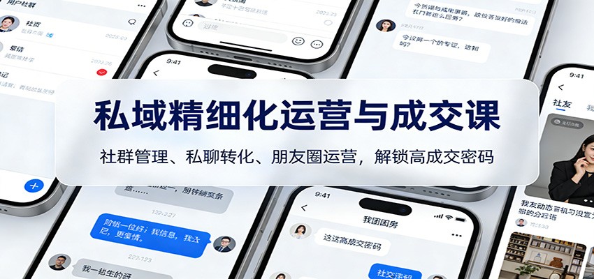 私域精细化运营与成交课：社群管理、私聊转化、朋友圈运营，解锁高成交密码网创吧-网创项目资源站-副业项目-创业项目-搞钱项目网创吧
