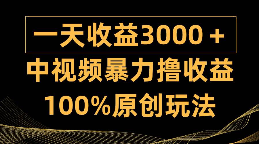(9696期)中视频暴力撸收益,日入3000+,100%原创玩法,小白轻松上手多种变现方式网创吧-网创项目资源站-副业项目-创业项目-搞钱项目网创吧