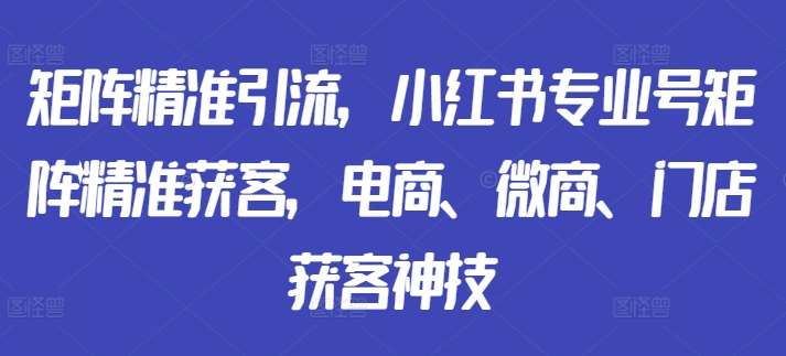 矩阵精准引流,小红书专业号矩阵精准获客,电商、微商、门店获客神技网创吧-网创项目资源站-副业项目-创业项目-搞钱项目网创吧