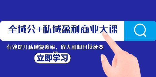 (8045期)全域公+私域盈利商业大课,有效提升私域复购率,放大利润且持续变现网创吧-网创项目资源站-副业项目-创业项目-搞钱项目网创吧