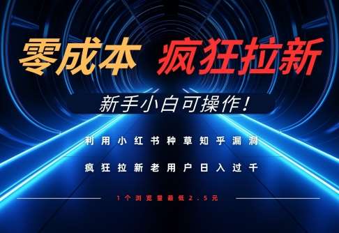利用小红书种草知乎漏洞,零成本疯狂拉新日入数张,新手小白可操作网创吧-网创项目资源站-副业项目-创业项目-搞钱项目网创吧