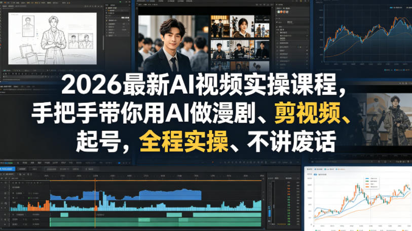 2026最新AI视频实操课程,手把手带你用AI做漫剧、剪视频、起号,全程实操、不讲废话网创吧-网创项目资源站-副业项目-创业项目-搞钱项目网创吧