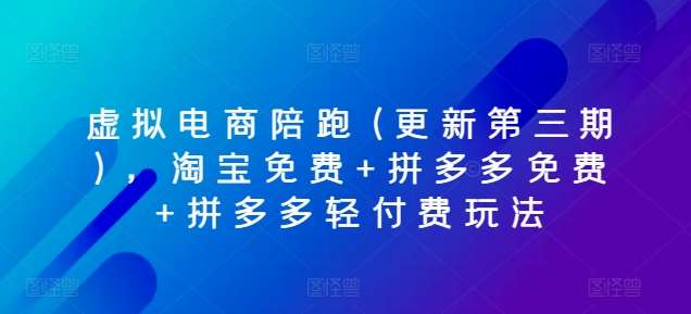 虚拟电商陪跑(更新第三期),淘宝免费+拼多多免费+拼多多轻付费玩法网创吧-网创项目资源站-副业项目-创业项目-搞钱项目网创吧