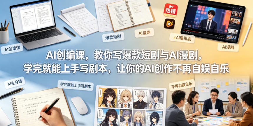 AI创编课,教你写爆款短剧与AI漫剧,学完就能上手写剧本,让你的AI创作不再自娱自乐网创吧-网创项目资源站-副业项目-创业项目-搞钱项目网创吧