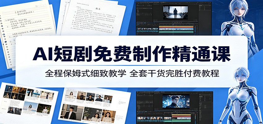 AI短剧免费制作精通课：全程保姆式细致教学，全套干货完胜付费教程网创吧-网创项目资源站-副业项目-创业项目-搞钱项目网创吧