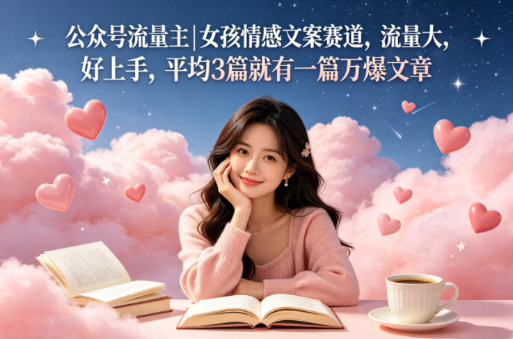 公众号流量主女孩情感文案赛道,流量大,好上手,平均3篇就有一篇万爆文章网创吧-网创项目资源站-副业项目-创业项目-搞钱项目网创吧