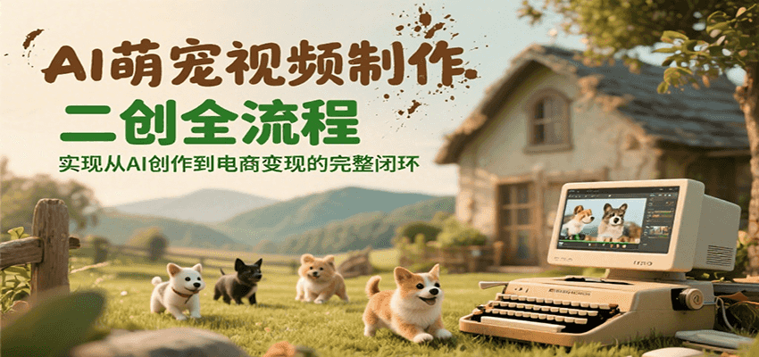 AI萌宠视频制作二创全流程，实现从AI创作到电商变现的完整闭环网创吧-网创项目资源站-副业项目-创业项目-搞钱项目网创吧