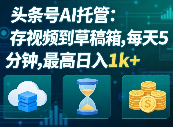 头条号AI托管,我存视频到你草稿箱,每天5分钟,最高日入1k+【揭秘】网创吧-网创项目资源站-副业项目-创业项目-搞钱项目网创吧
